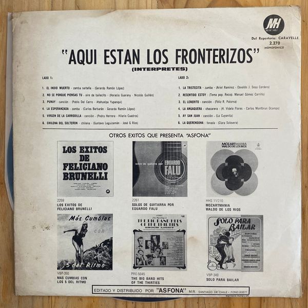 Los Fronterizos<br> Aquà Están Los Fronterizos 1971 <br> Music Hall – 2.270