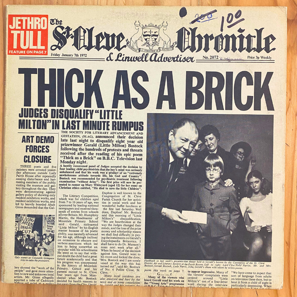 Jethro Tull <br> Thick As A Brick 1972 <br> Reprise Records – MS 2072