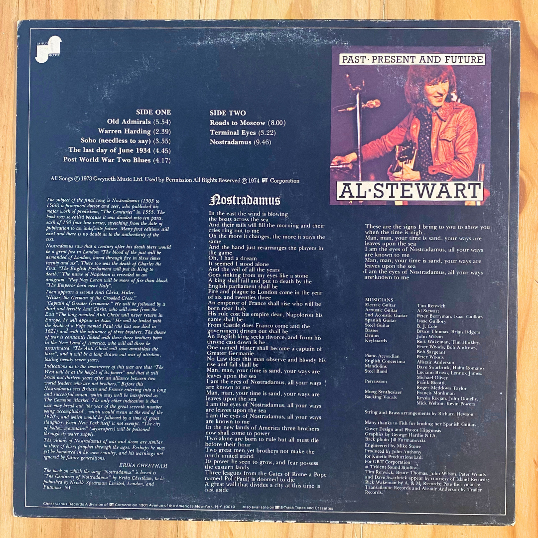 Al Stewart <br> Past, Present And Future 1976 <br> Janus Records – JLS 3063