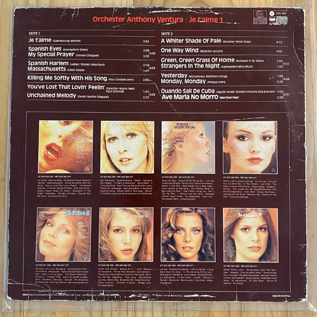 Orchester Anthony Ventura<br> Je T'aime 1<br> Ariola – 202183