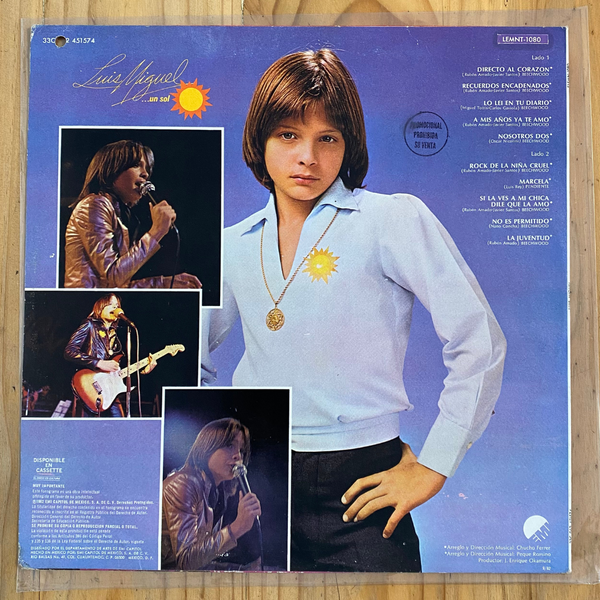Luis Miguel<br> Directo Al Corazon 1982<br> EMI – SLEMN-1080
