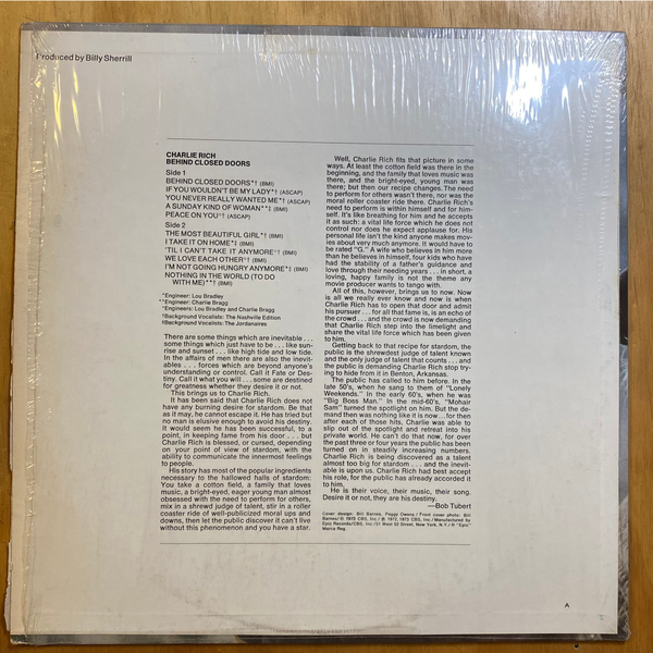 Charlie Rich<br>Behind Closed Doors 1973<br>Epic – KE 32247