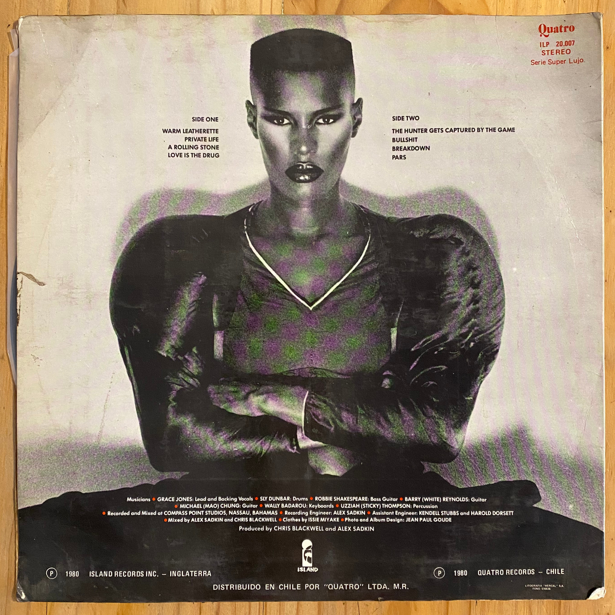 Grace Jones<br>Warm Leatherette 1980 <br>Island Records / Quatro – ILP 20.007
