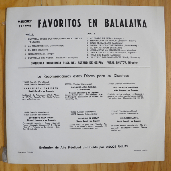 Osipov State Russian Folk Orchestra <br> Balalaika Favourites <br> Mercury – MCL 125292