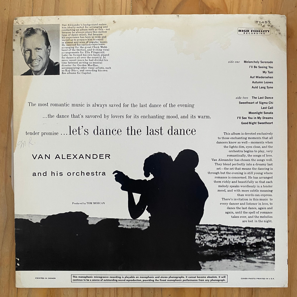 Van Alexander And His Orchestra<br>Let's Dance The Last Dance 1960 <br>Capitol Records – T1457