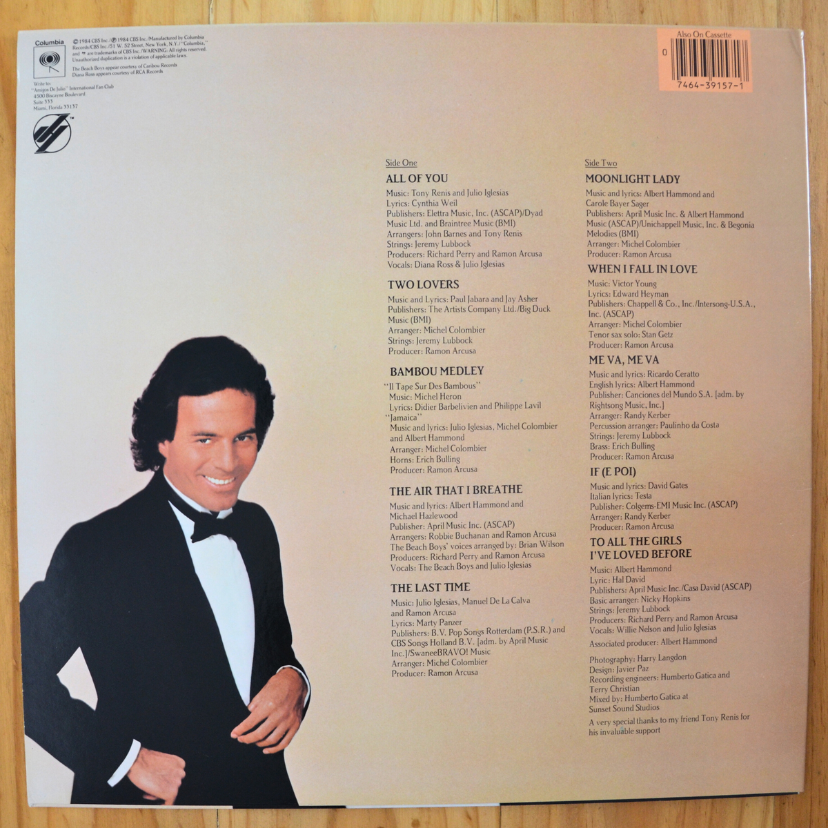 Julio Iglesias <br> 1100 Bel Air Place 1984 <br> Columbia – QC 39157