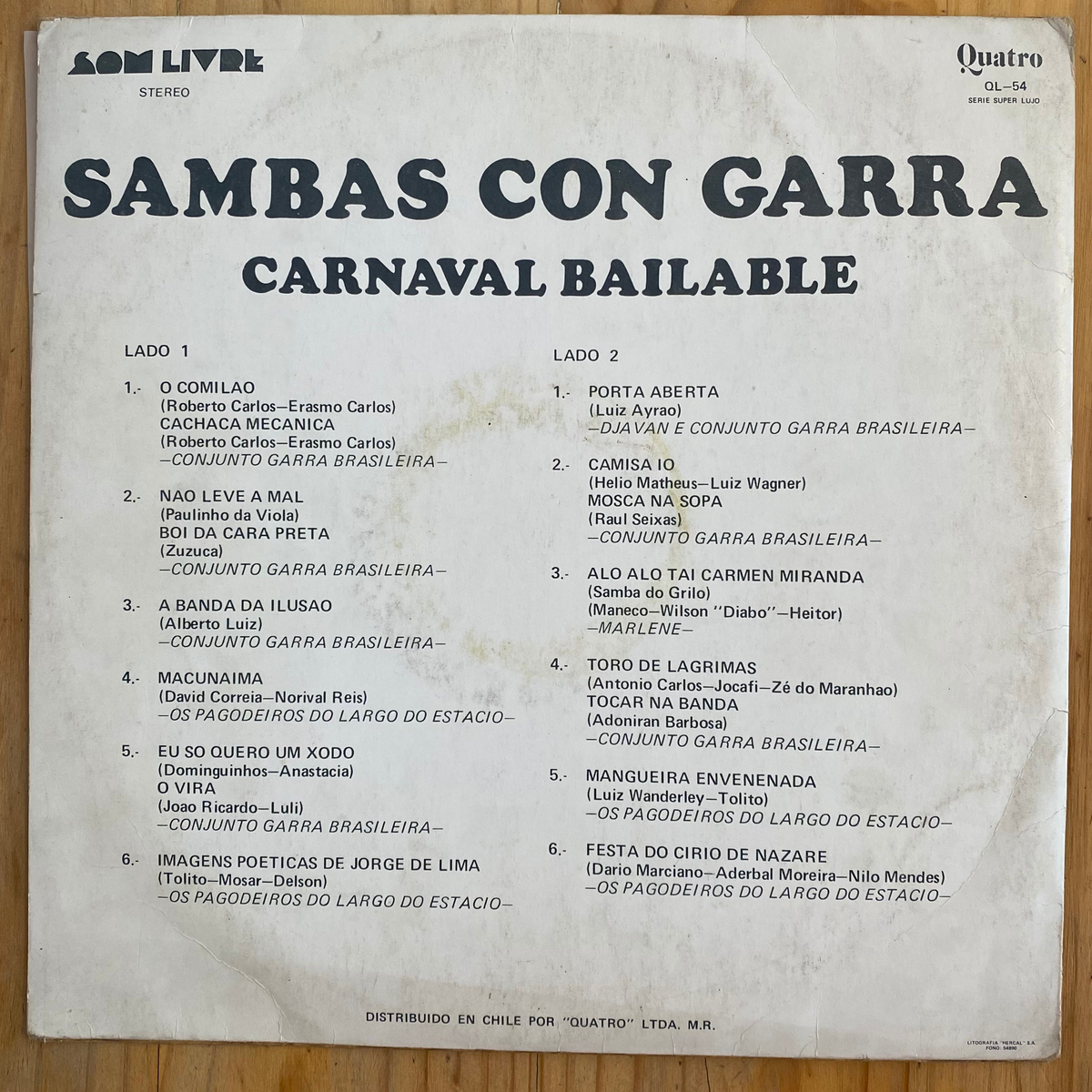 Sambas Con Garra<br> Carnaval Bailable 1975 <br> Quatro – QL-54