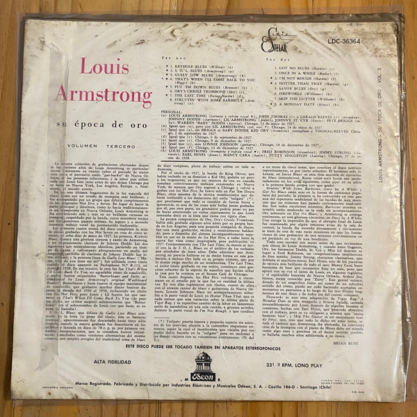 Louis Armstrong<br> Su Época De Oro Vol. III<br> Odeon – LDC-36364