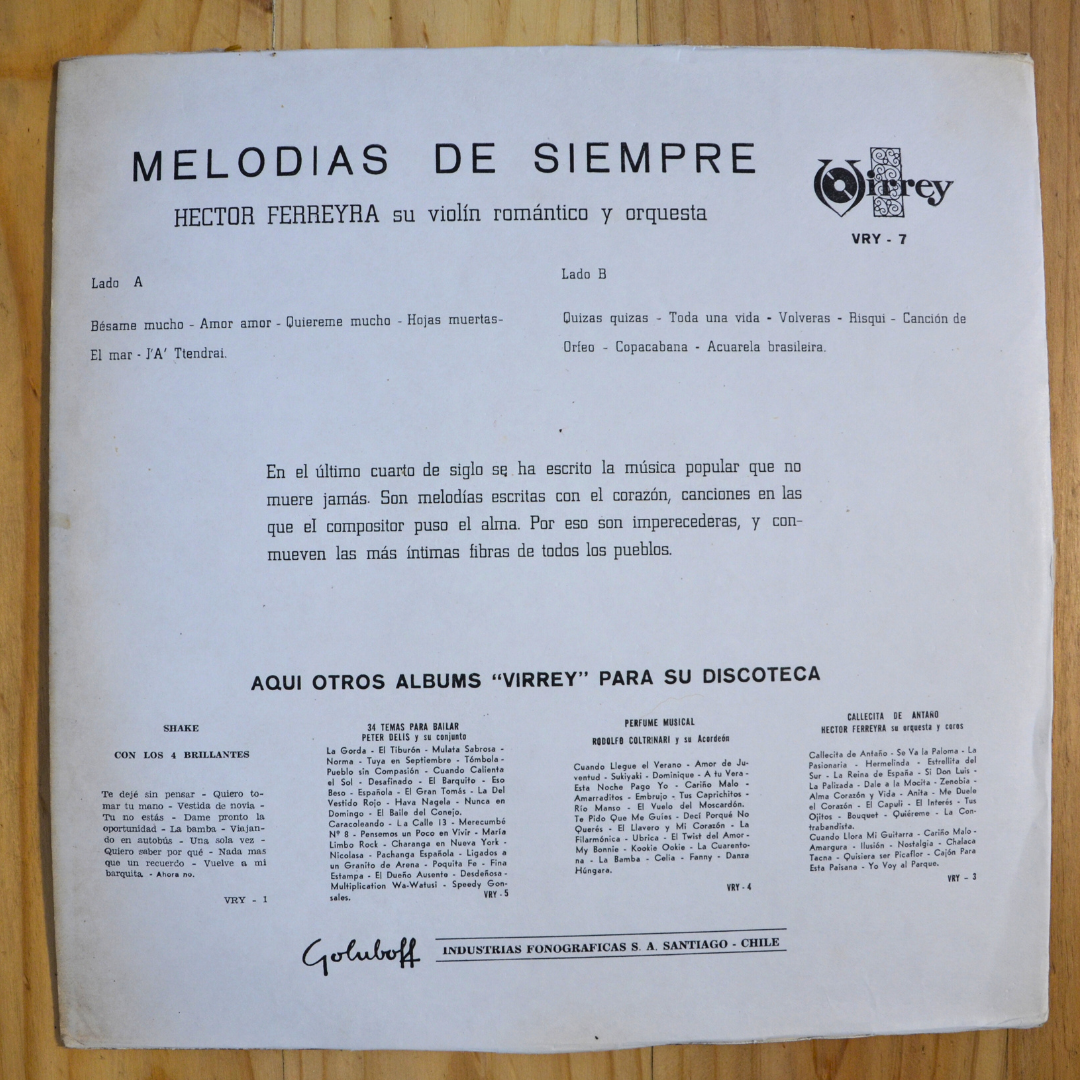 Hector Ferreyra Y Su Orquesta <br> Melodias De Siempre <br> Virrey – DV 489