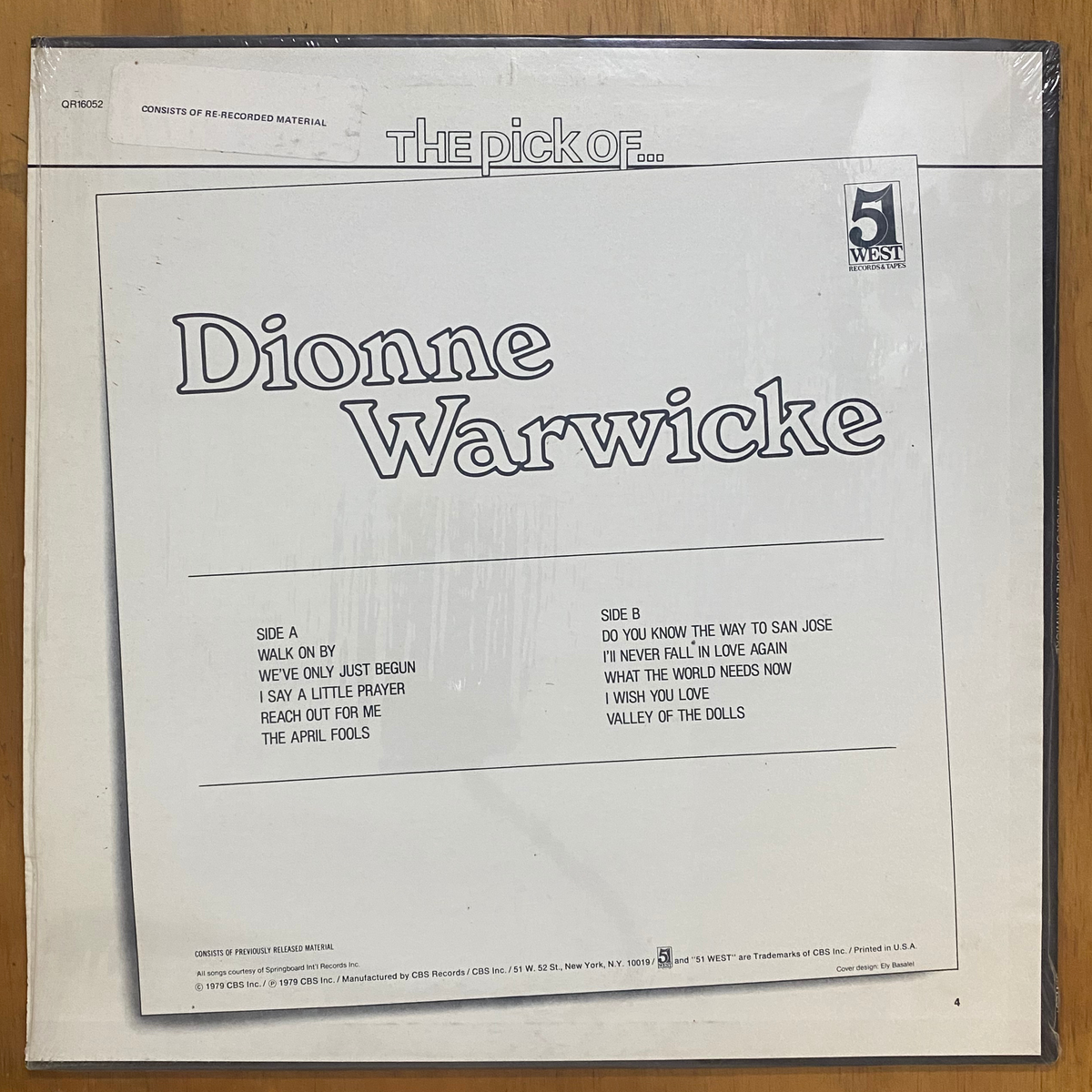 Dionne Warwicke<br> The Pick Of Dionne Warwicke 1979 <br> 51 West Records & Tapes – QR16052