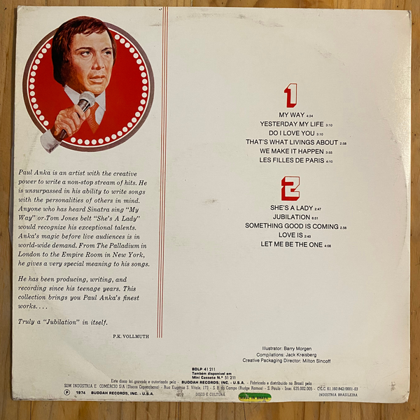 Paul Anka<br> The Best Of Paul Anka 1974 <br> Buddah Records – BDLP-41211