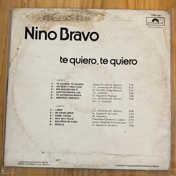 Nino Bravo<br> Te Quiero, Te Quiero 1977<br> Polydor – 2385 144
