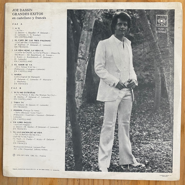 Joe Dassin<br> Grandes Éxitos En Castellano Y Francés<br> CBS – 15291