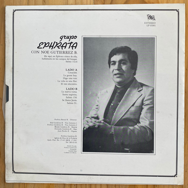 Grupo Ephrata<br> Con Noé Gutiérrez B.<br> Toga Records – LP-E001