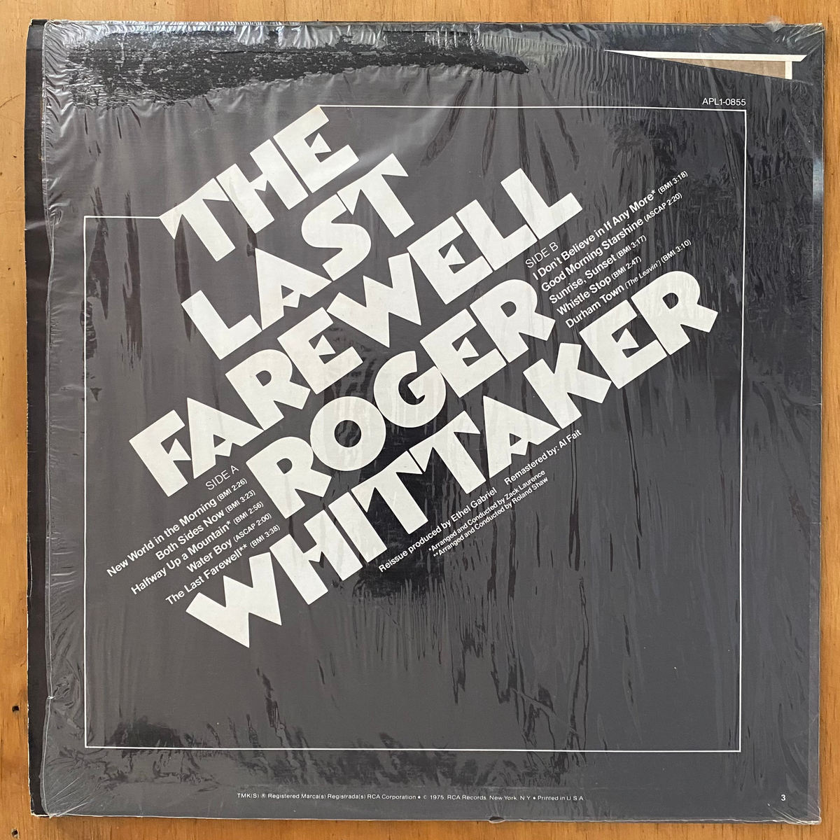 Roger Whittaker<br>The Last Farewell And Other Hits 1975 <br>RCA Victor – APL1-0855