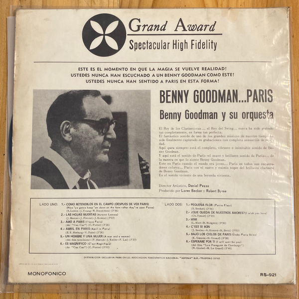 Benny Goodman And His Orchestra<br> París Listen To The Magic 1968<br> ABC Records – 921