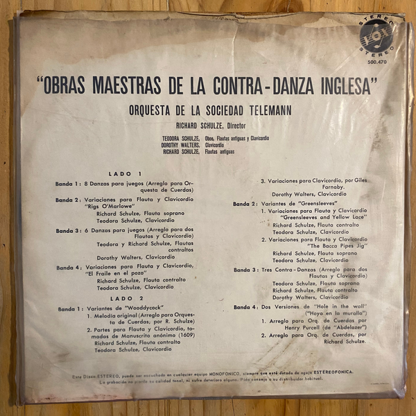 The Telemann Society<br>The English Country Dancing Master - Historic And Traditional Dances Of The English Countryside 1959 <br> Vox - 500.470-S