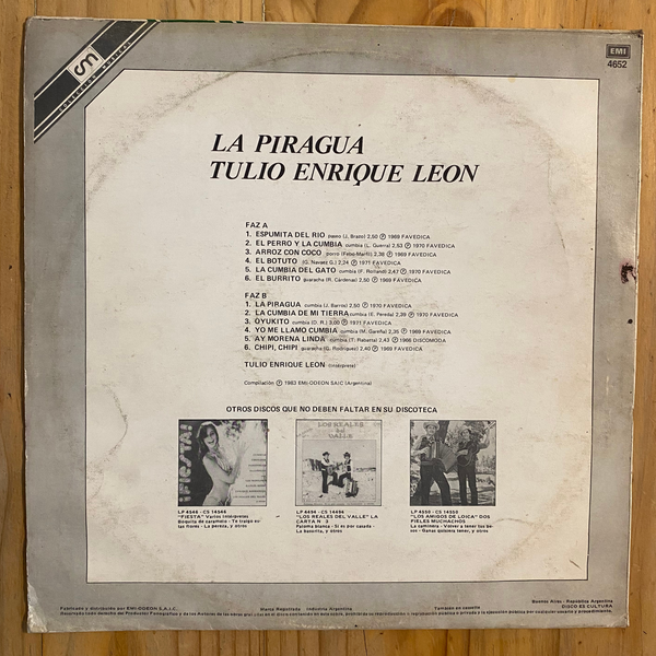 Tulio Enrique Leon<br> La Piragua 1983<br> EMI – 4652