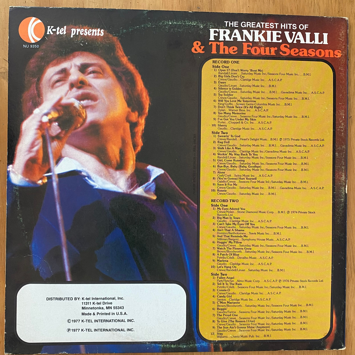 Frankie Valli & The Four Seasons<br>The Greatest Hits Of Frankie Valli & The Four Seasons 1977<br>K-Tel – NU 9350
