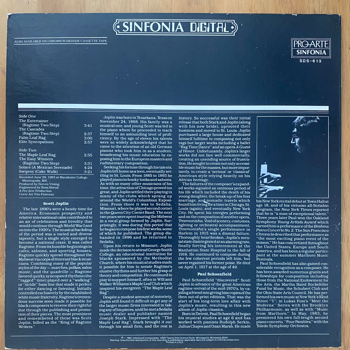 Paul Schoenfield<br> The Best Of Scott Joplin 1983<br> Pro Arte – SDS-613