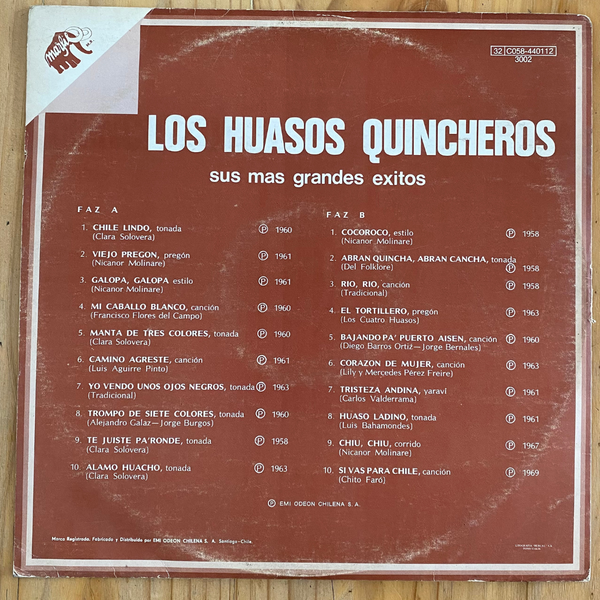 Los Huasos Quincheros<br> Sus Más Grandes Éxitos 1979<br> Marfil – 3002