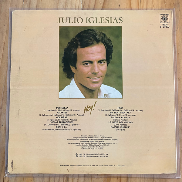 Julio Iglesias<br> Hey! 1980<br> CBS – 15324