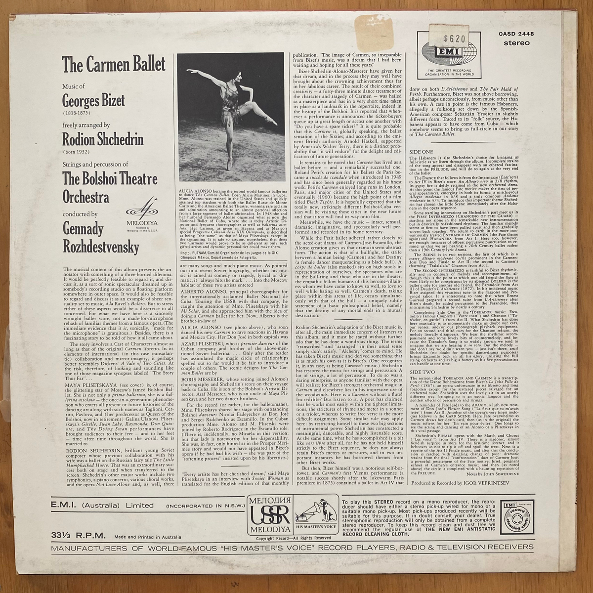 Bizet<br>The Carmen Ballet<br>Melodiya / His Master’s Voice – OASD 2448