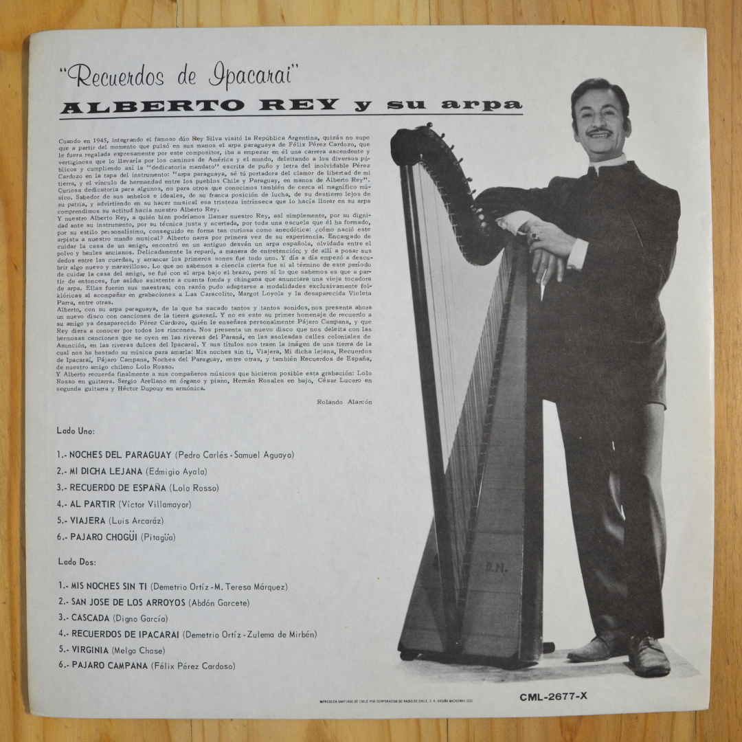 Alberto Rey Y Su Arpa <br> Recuerdos De Ipacaraí 1968 <br> RCA Victor – CML-2677-X