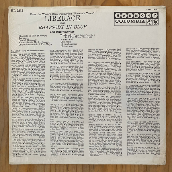 Liberace<br>Plays Rhapsody In Blue And Other Favorites<br>Harmony – HL 7237