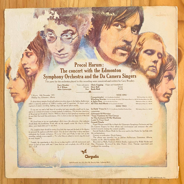 Procol Harum <br> In Concert With The Edmonton Symphony Orchestra Live 1972 <br> A&M Records – SP 4335