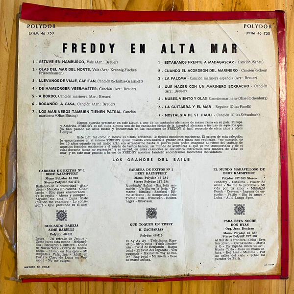 Freddy <br> Freddy En Alta Mar 1961 <br> Polydor – LPHM 46750