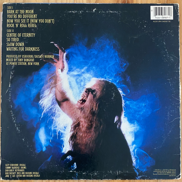 Ozzy Osbourne<br> Bark At The Moon 1983<br> CBS Associated Records – QZ 38987