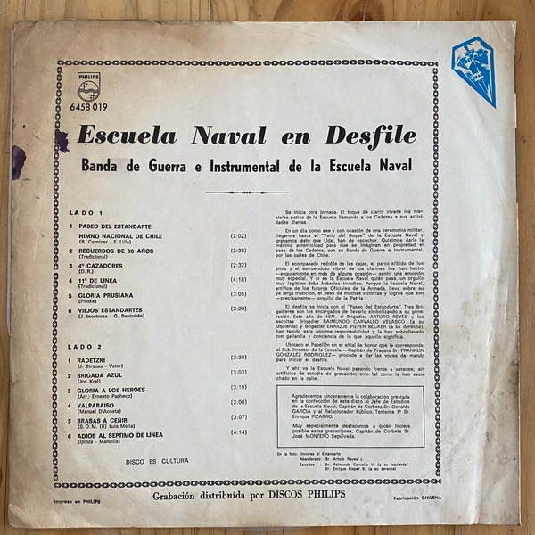 Banda de Guerra e instrumental de la Escuela Naval<br> Escuela Naval En Desfile 1971<br> Philips – 6458 019