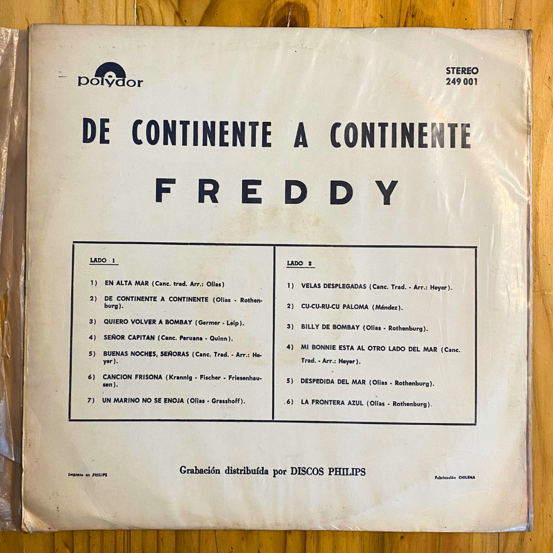 Freddy <br> De Continente A Continente <br> Polydor – 249 001