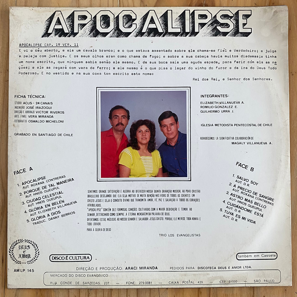 Trio Los Evangelistas<br> Apocalipse 1985 <br> Deus é Amor – AMLP-145