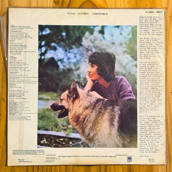 Joan Baez Come From The Shadows 1972 A&M Records – (S) A&M-30035