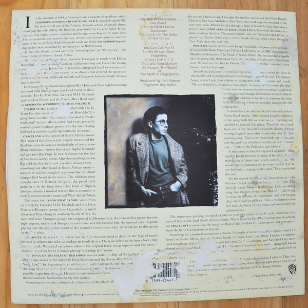 Paul Simon <br> Graceland 1986 <br> Warner Bros. Records – 1-25447