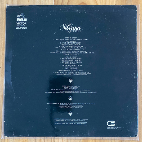 Silvana Di Lorenzo<br> Silvana Di Lorenzo 1983<br> RCA Victor – TLP-50043