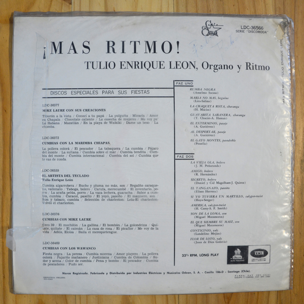 Tulio Enrique Leon <br> Mas Ritmo! 1964 <br> Discomoda – DCM 386