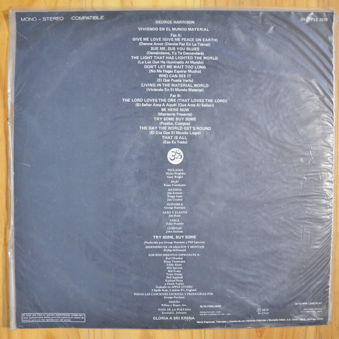 George Harrison <br> Viviendo En El Mundo Material 1973 <br> Apple Records – Apple-2019