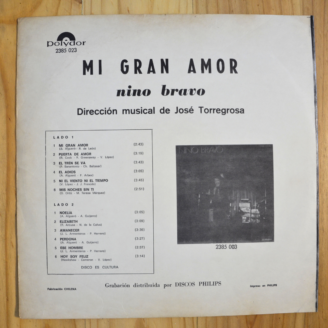 Nino Bravo <br> Mi Gran Amor 1972 <br> Polydor – 2385 023