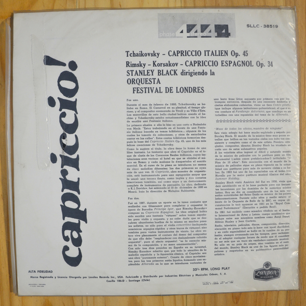 Tchaikovsky, Rimsky-Korsakov <br> Capricho! 1970 <br> London Records – ZAL 6395