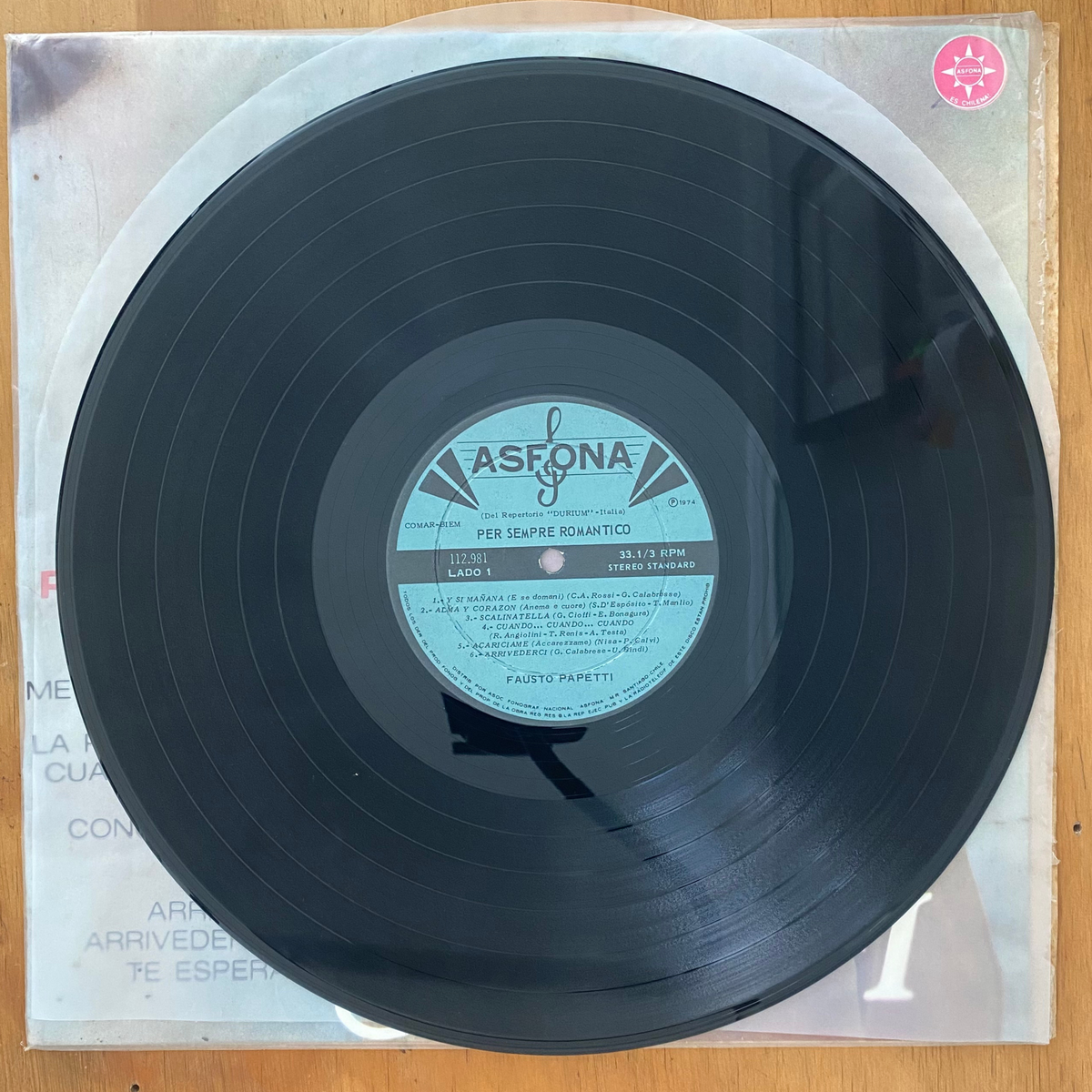 Fausto Papetti<br> Per Sempre Romantico 1974<br> Asfona – 112.981