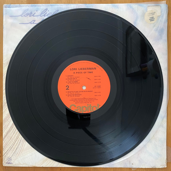 Lori Lieberman<br>A Piece Of Time 1974 <br>Capitol Records – ST-11297