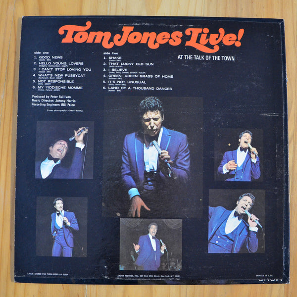 Tom Jones <br> Tom Jones Live! At The Talk Of The Town <br> Parrot - PAS 71014