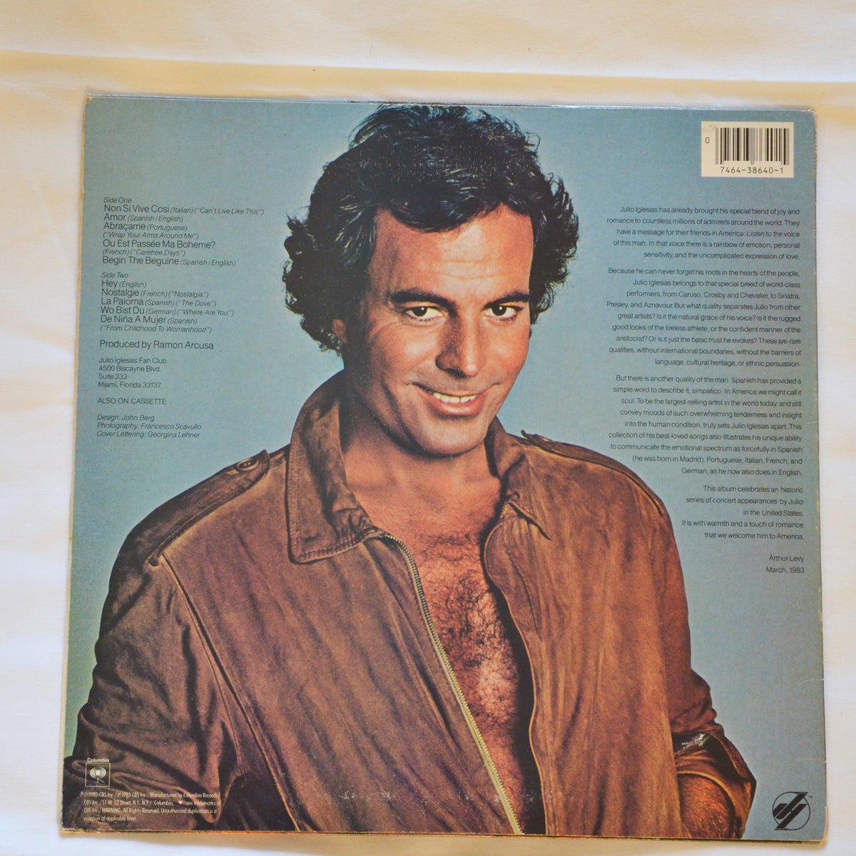 Julio Iglesias <br> Julio 1983 <br> Columbia - FC 38640