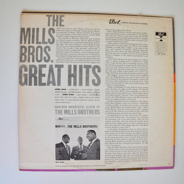 The Mills Bros <br> Great Hits 1959 <br> Dot Records - DLP 25.157