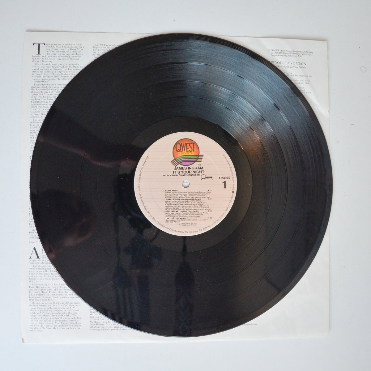 James Ingram <br> Its Your Night 1983 <br> Qwest Records - 1 23970