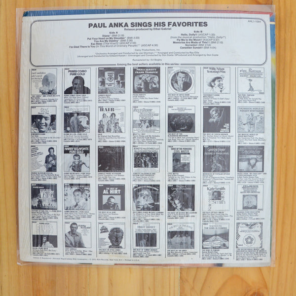 Paul Anka <br> Paul Anka Sings His Favorites 1976 <br> RCA Corporation - ANL1 1584