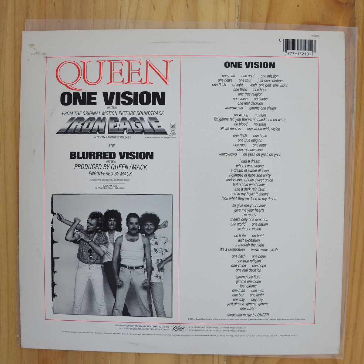 Queen <br> One Vision 1985 <br> Capitol Records - V 15210